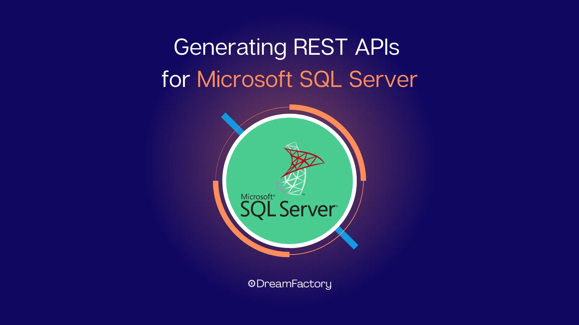 a blue background with the words generating rest apis for microsoft server